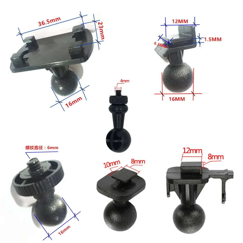 Ventouse pour support de caméra de tableau de bord avec 6 types d'adaptateurs pour enregistreur vidéo de véhicule 4