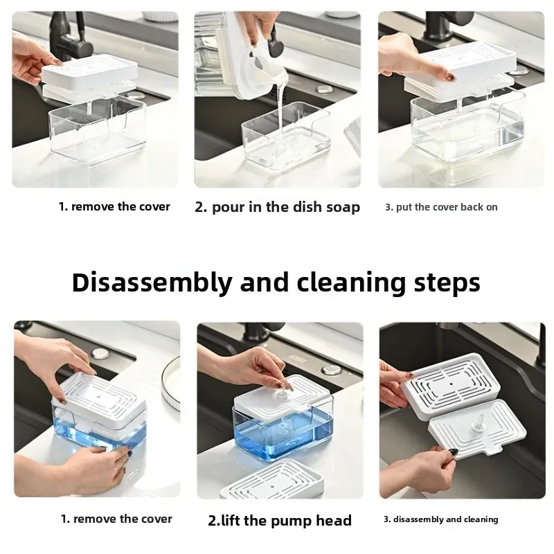 Distributeur automatique de liquide vaisselle avec brosse 6