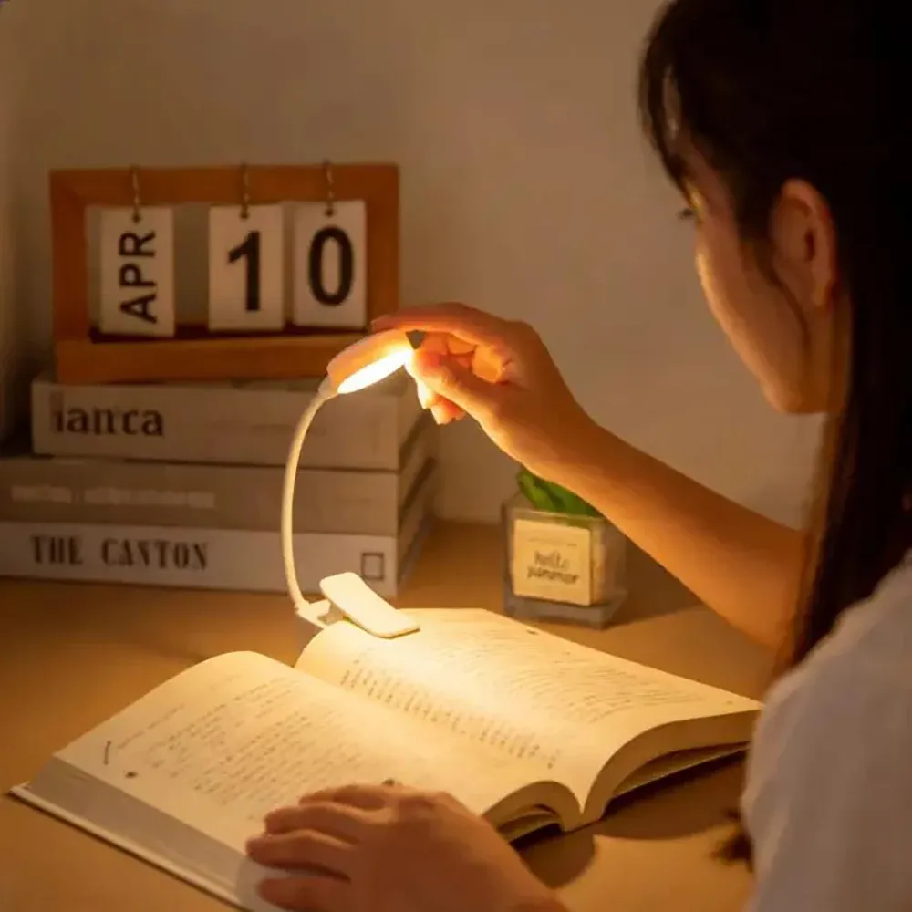 Lampe de lecture LED portable Runto à pince, sans fil, à piles, 3 couleurs, protection oculaire, intensité réglable en continu, mini lampe de bureau - Image 1