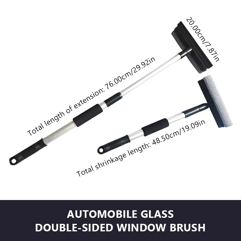 SEAMETAL Brosse de nettoyage de vitres de voiture 2 en 1 avec raclette et manche télescopique 7