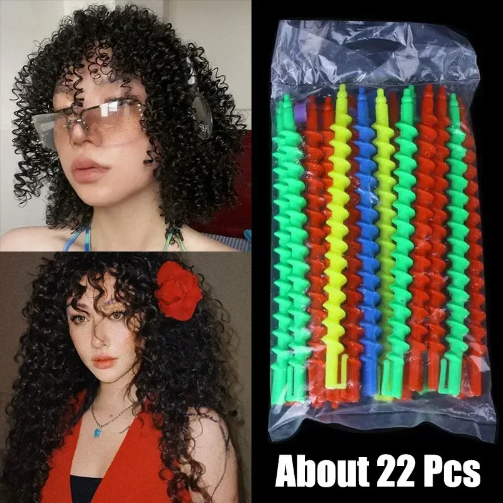20 bigoudis en spirale en plastique sans chaleur pour femmes, rouleaux à cheveux bouclés sans chaleur, bâtonnets de permanente à froid, outil de coiffure pour barbier 2