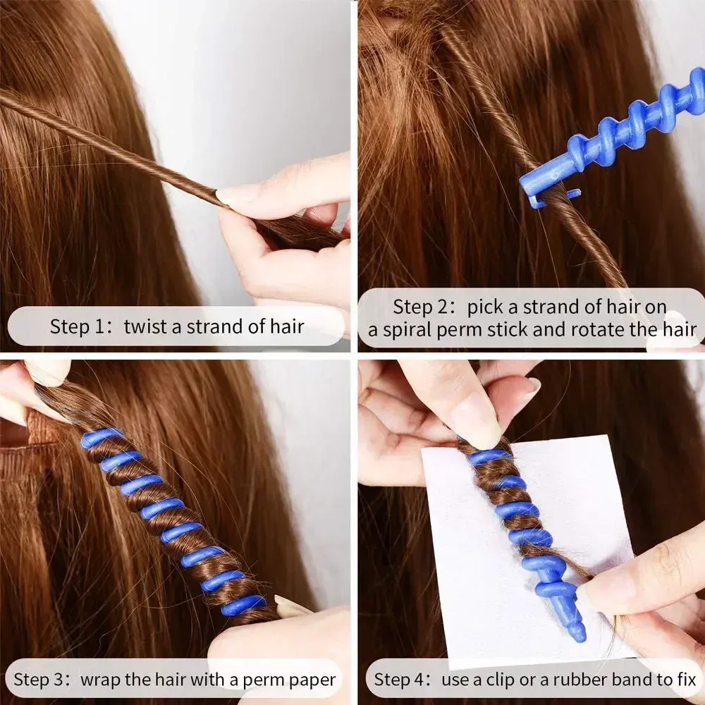 Boucles naturelles obtenues avec les bigoudis en spirale