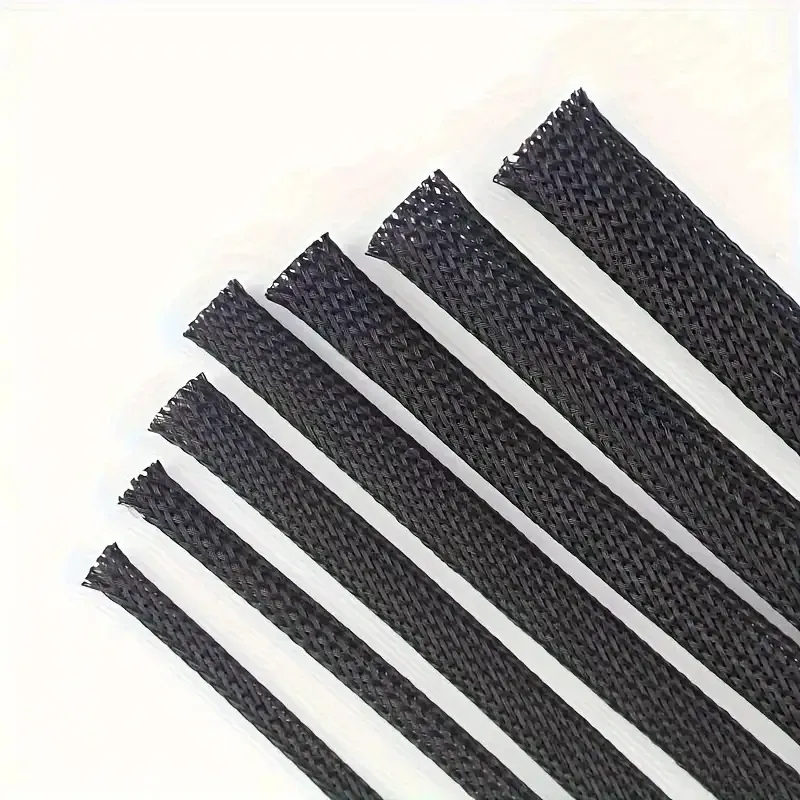 Gaine extensible en maille tressée pour protection des câbles contre les morsures d'animaux, 10 m (32,8 pi), noire, flexible, pour TV, audio et PC 4