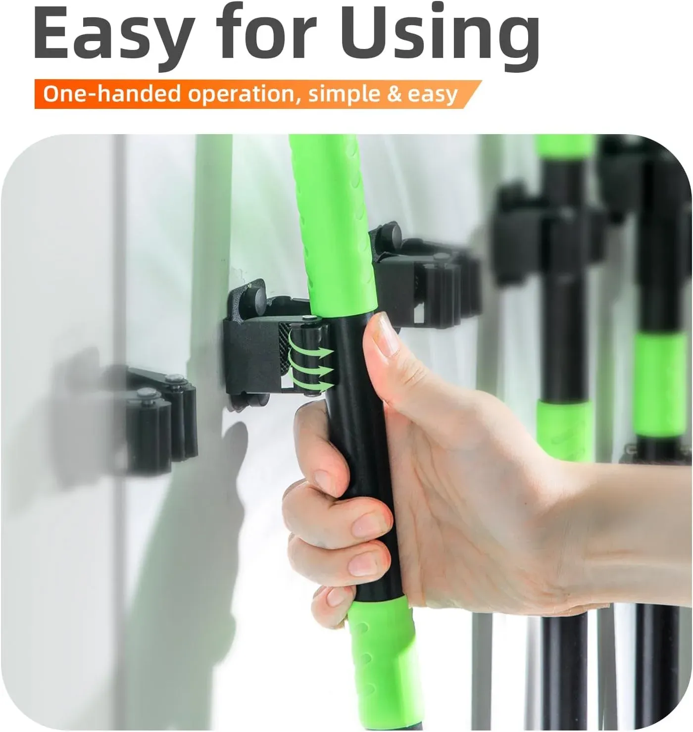 Support mural pour balai en acier inoxydable avec vis, organisateur d'outils de jardin et d'extérieur 4
