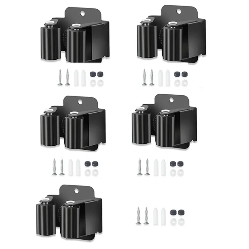 Support mural pour balai en acier inoxydable avec vis, organisateur d'outils de jardin et d'extérieur 8