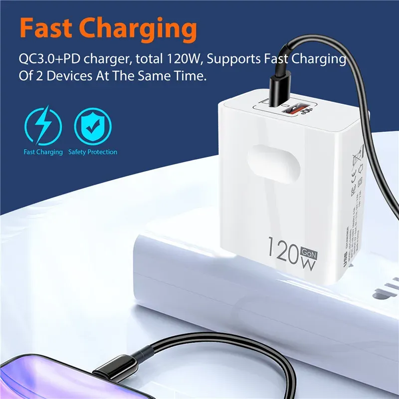 Chargeur rapide USB-C PD 3.0 avec câble de charge rapide 5