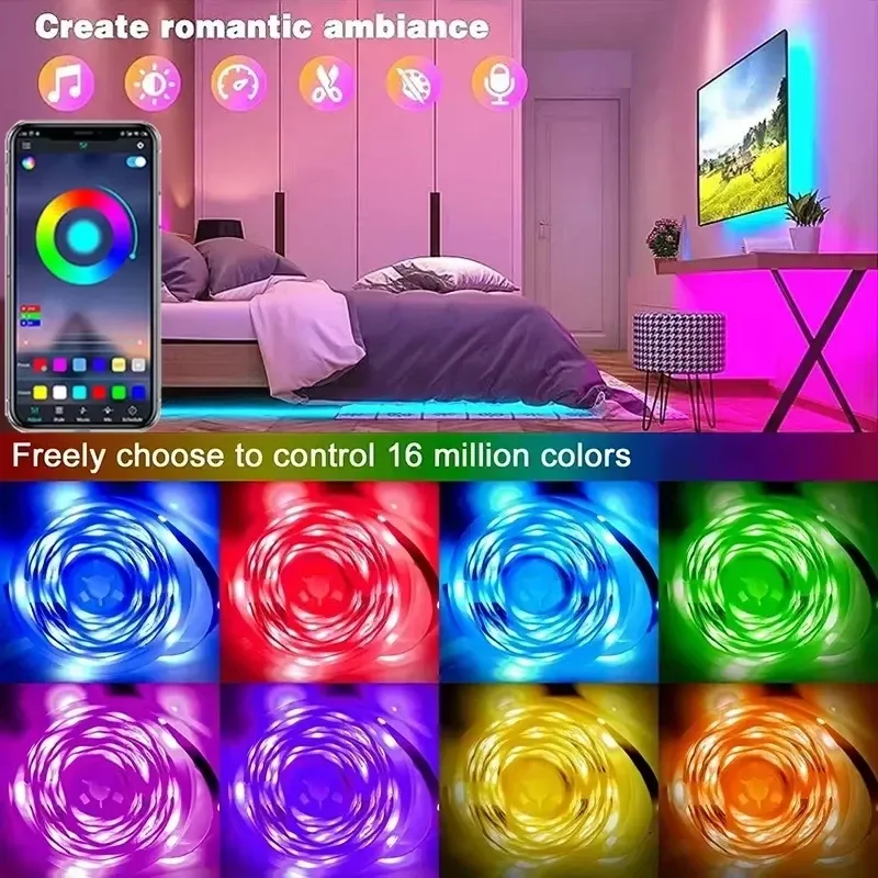 Ruban LED RGB USB Bluetooth 5050 en ambiance