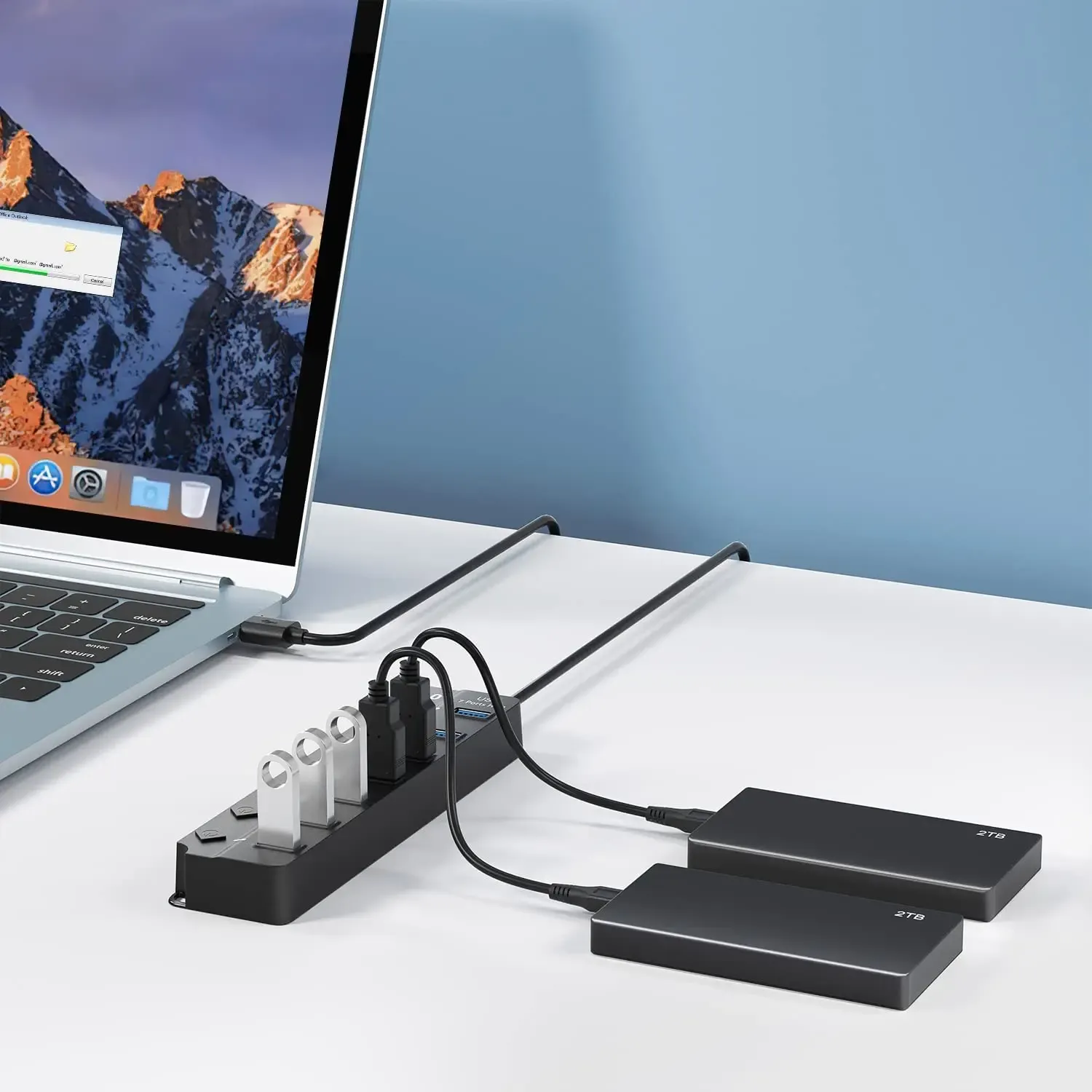 Hub USB 3.0 et USB 2.0 multiport avec câble de 100 cm pour ordinateur portable 4