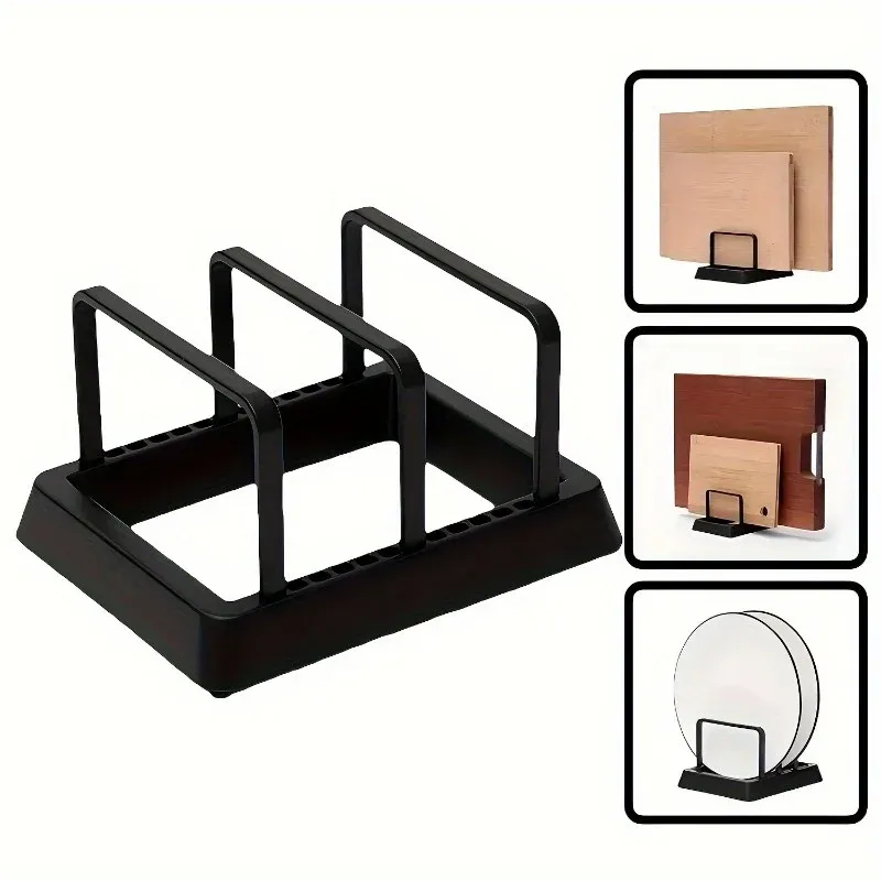 Support organisateur de cuisine 3 en 1 : égouttoir compact pour casseroles, poêles, couvercles et planches à découper, organisateur de plan de travail durable - Image 1