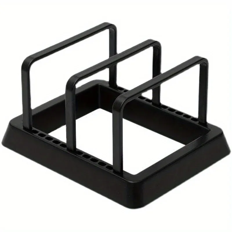 Support organisateur de cuisine 3 en 1 : égouttoir compact pour casseroles, poêles, couvercles et planches à découper, organisateur de plan de travail durable 6