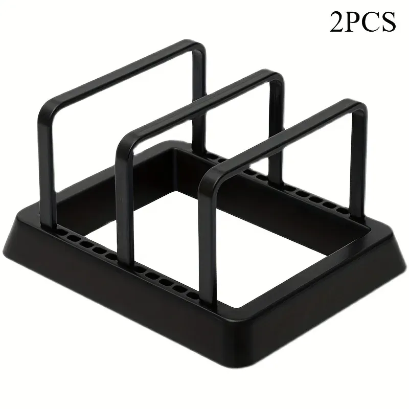 Support organisateur de cuisine 3 en 1 : égouttoir compact pour casseroles, poêles, couvercles et planches à découper, organisateur de plan de travail durable 7
