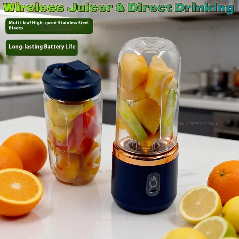 Blender portable USB à double gobelet avec presse-agrumes, pour smoothies, milkshakes et jus 2