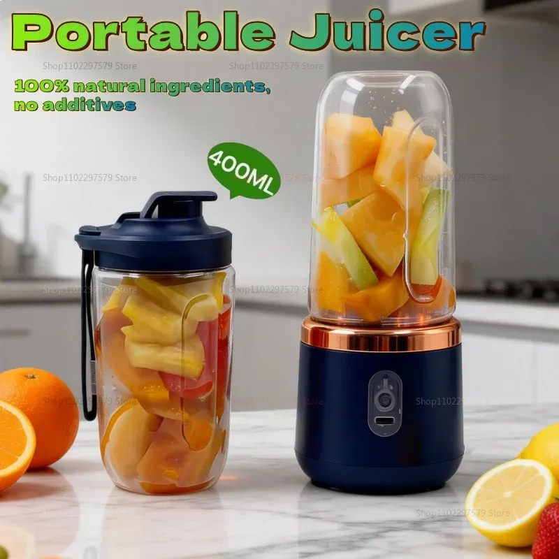 Blender portable USB à double gobelet avec presse-agrumes, pour smoothies, milkshakes et jus - Image 1