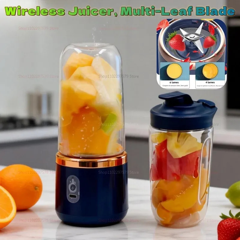 Blender portable USB à double gobelet avec presse-agrumes, pour smoothies, milkshakes et jus 5