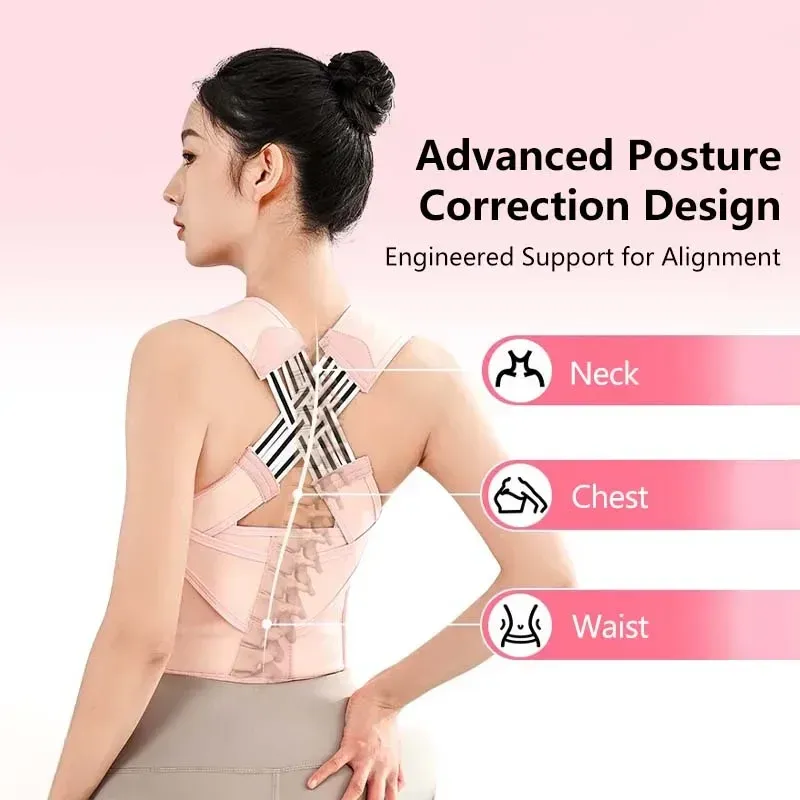 Correcteur de posture réglable unisexe, attelle d'épaules et ceinture de soutien dorsal 2