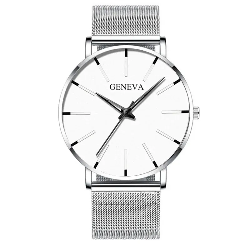 Montre homme à quartz en acier, fine et étanche, style sport décontracté 9
