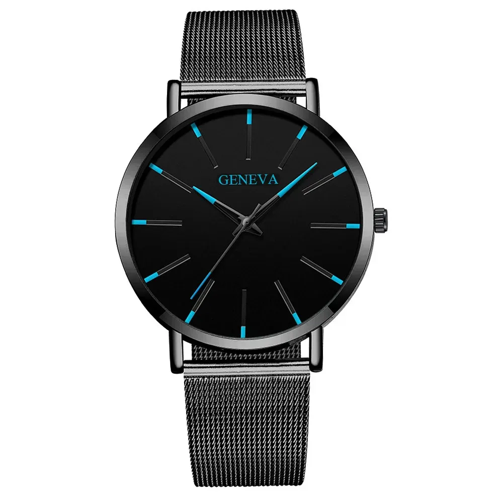 Montre homme à quartz en acier, fine et étanche, style sport décontracté 8
