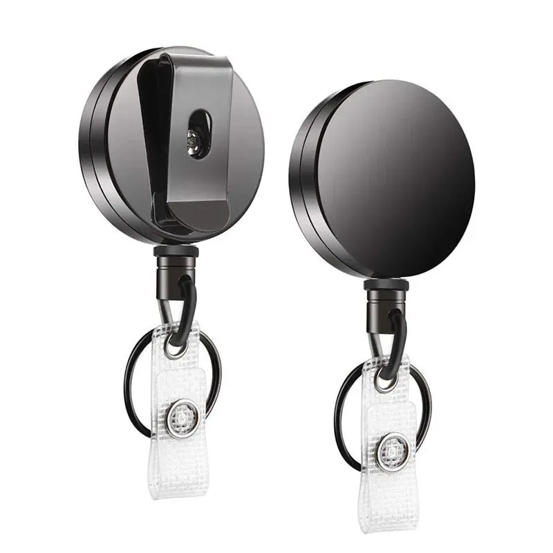 Porte-clés rétractable en fil métallique robuste, enrouleur de badge, cordon d'identification, porte-carte de nom, porte-clés à ressort, accessoire d'extérieur 2