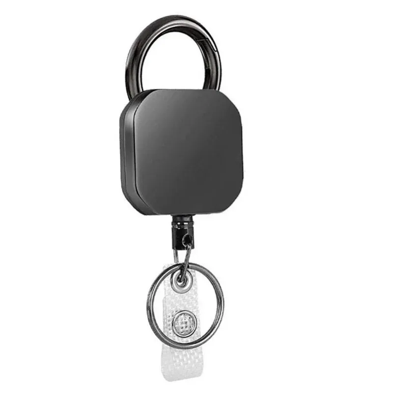 Porte-clés rétractable en fil métallique robuste, enrouleur de badge, cordon d'identification, porte-carte de nom, porte-clés à ressort, accessoire d'extérieur 10