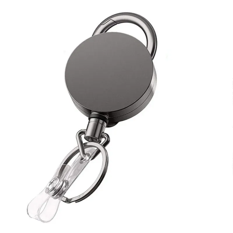Porte-clés rétractable en fil métallique robuste, enrouleur de badge, cordon d'identification, porte-carte de nom, porte-clés à ressort, accessoire d'extérieur 7