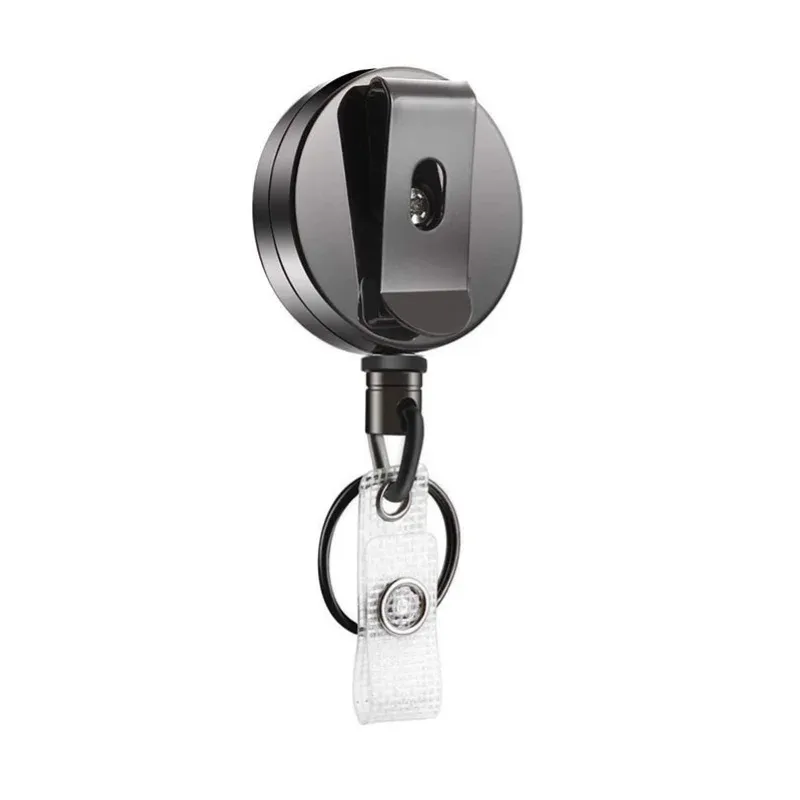 Porte-clés rétractable en fil métallique robuste, enrouleur de badge, cordon d'identification, porte-carte de nom, porte-clés à ressort, accessoire d'extérieur 8