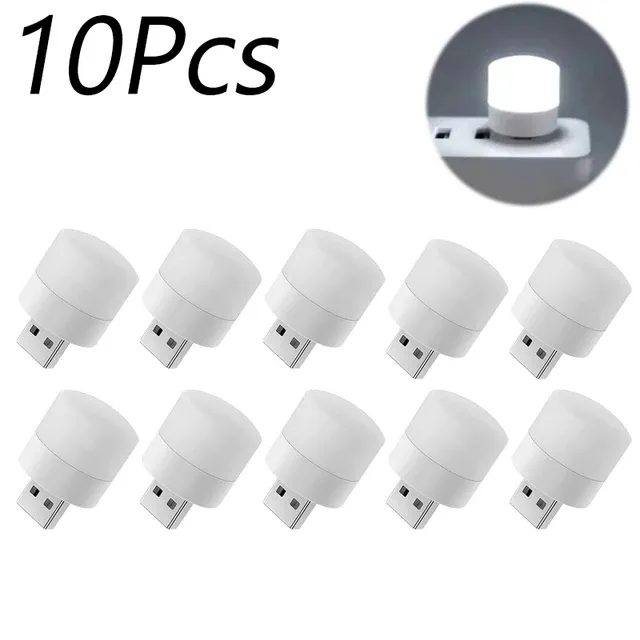 Mini veilleuse LED blanche chaude avec prise USB, protection des yeux, lampe de lecture pour ordinateur, charge mobile, 1 pièce, 10 pièces 9