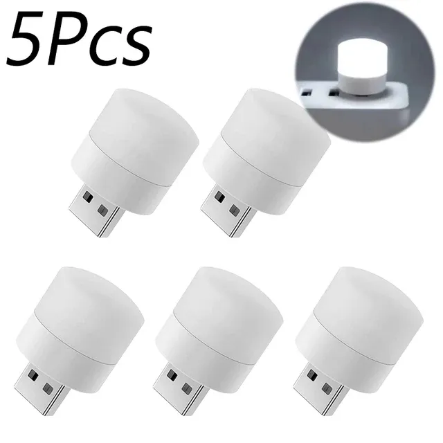 Mini veilleuse LED blanche chaude avec prise USB, protection des yeux, lampe de lecture pour ordinateur, charge mobile, 1 pièce, 10 pièces 14