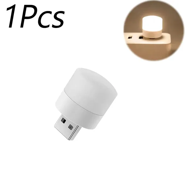 Mini veilleuse LED blanche chaude avec prise USB, protection des yeux, lampe de lecture pour ordinateur, charge mobile, 1 pièce, 10 pièces 15