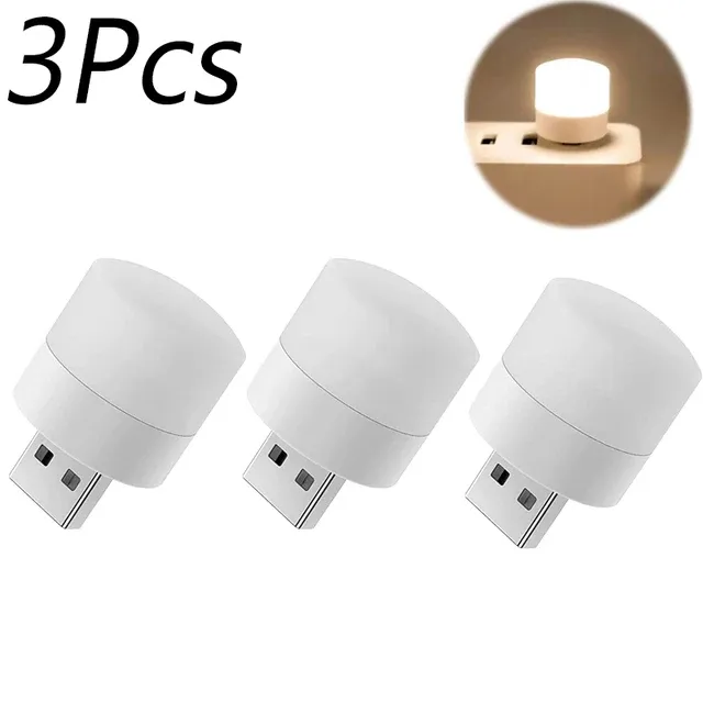 Mini veilleuse LED blanche chaude avec prise USB, protection des yeux, lampe de lecture pour ordinateur, charge mobile, 1 pièce, 10 pièces 12