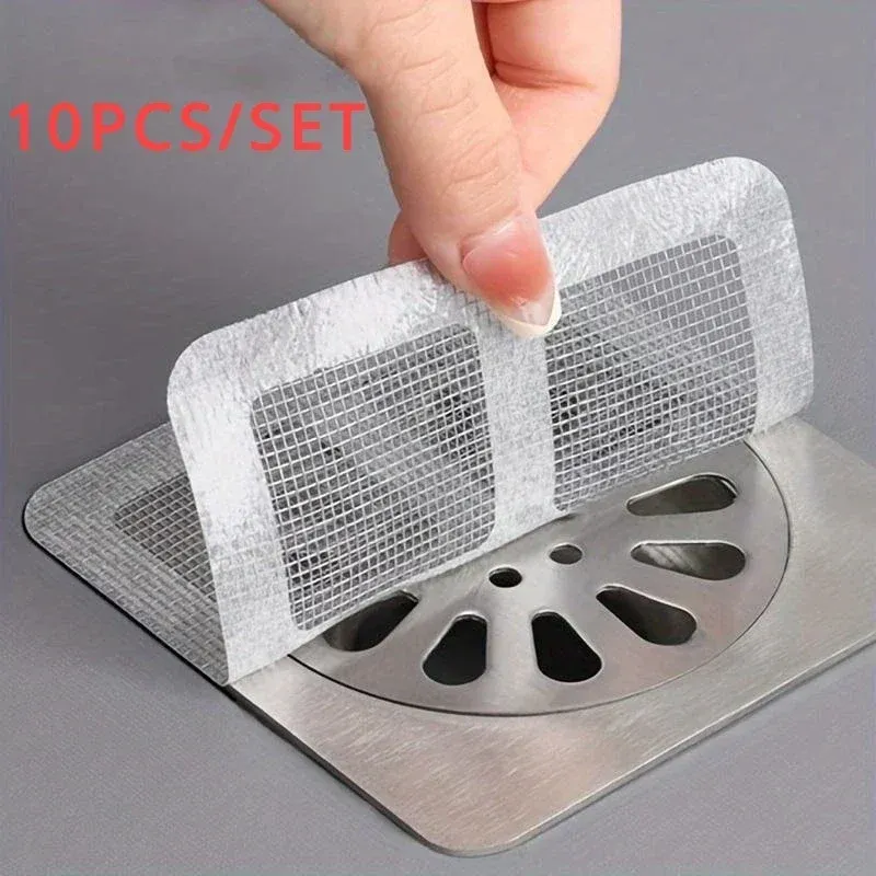 Ensemble de 10 crépines de douche jetables, filtres anti-cheveux pour évacuation de douche, couvre-évacuation de sol, crépine d'évier et bouchons filtrants pour salle de bain et cuisine