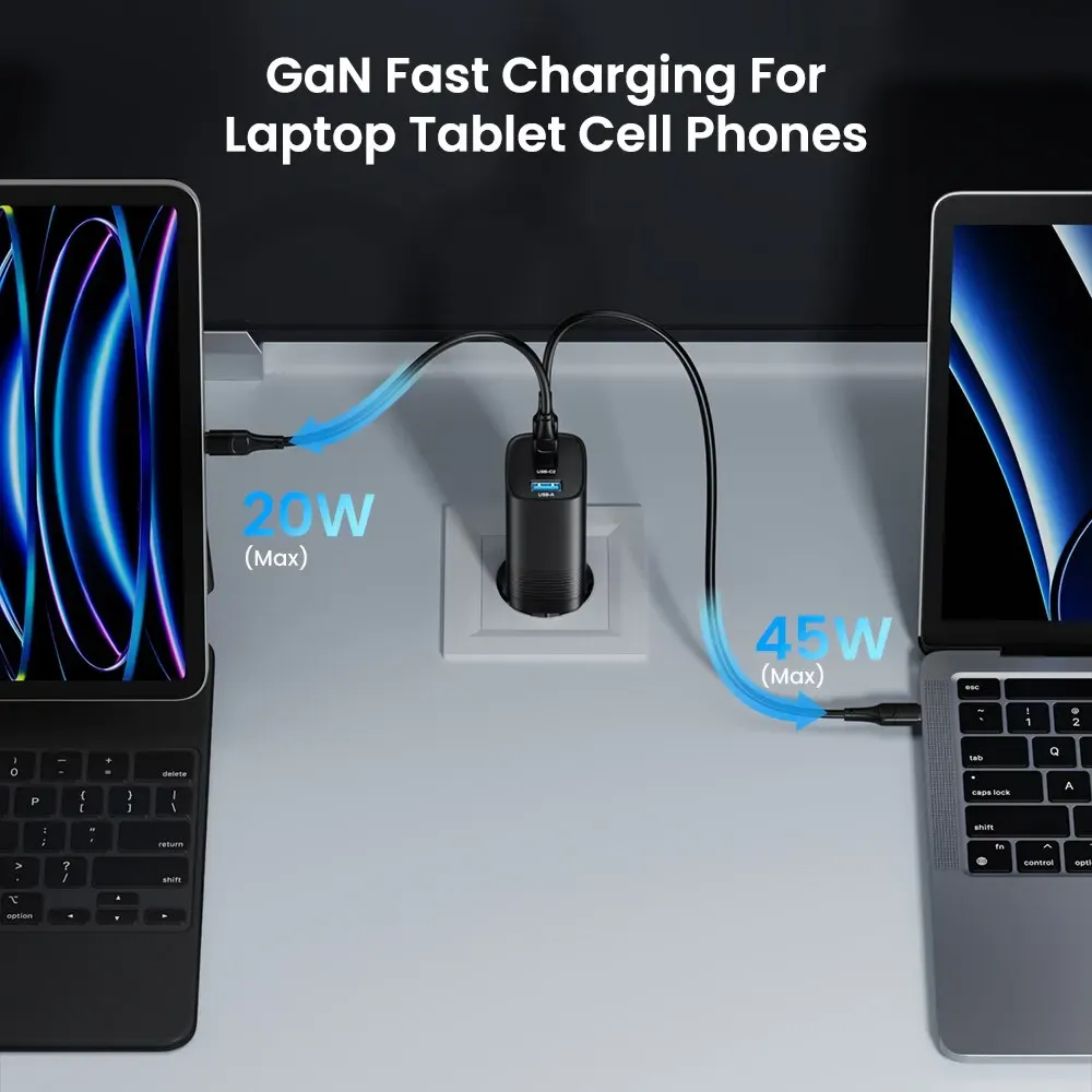 ASOMETECH Chargeur GaN USB-C 65 W, 45 W, PPS, PD, QC 4.0 pour MacBook, ordinateur portable, iPad, tablette, iPhone 16 et Samsung Galaxy S23 Ultra 3
