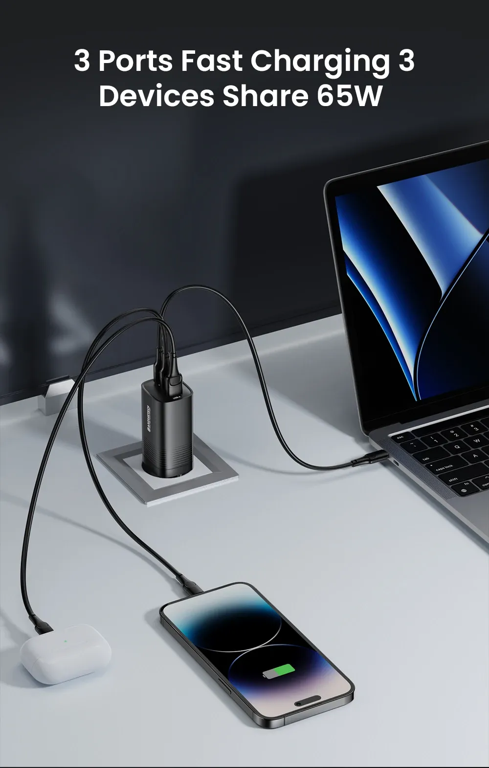 Chargeur ASOMETECH, ports de connexion