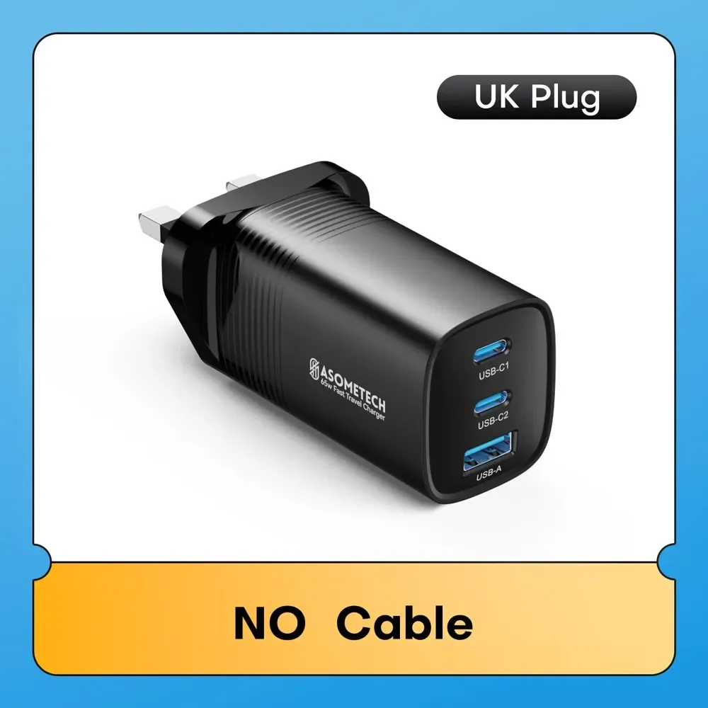ASOMETECH Chargeur GaN USB-C 65 W, 45 W, PPS, PD, QC 4.0 pour MacBook, ordinateur portable, iPad, tablette, iPhone 16 et Samsung Galaxy S23 Ultra 14