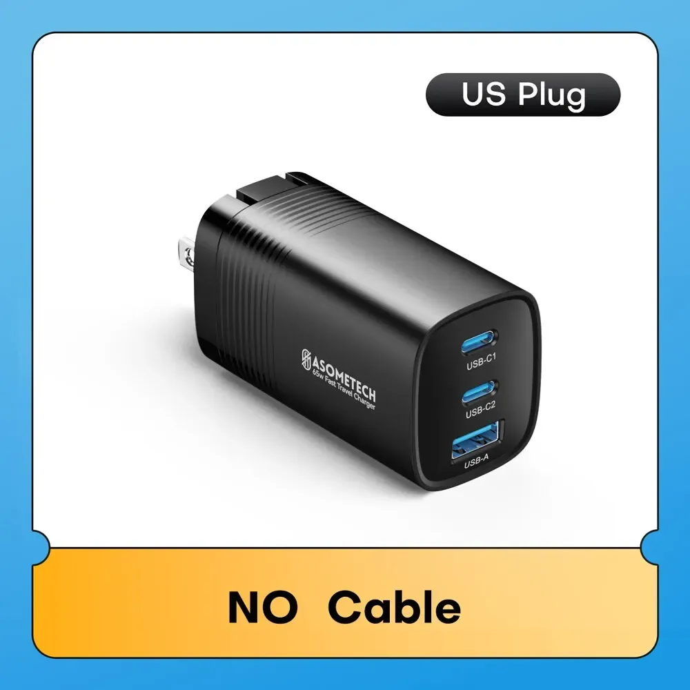 ASOMETECH Chargeur GaN USB-C 65 W, 45 W, PPS, PD, QC 4.0 pour MacBook, ordinateur portable, iPad, tablette, iPhone 16 et Samsung Galaxy S23 Ultra 13