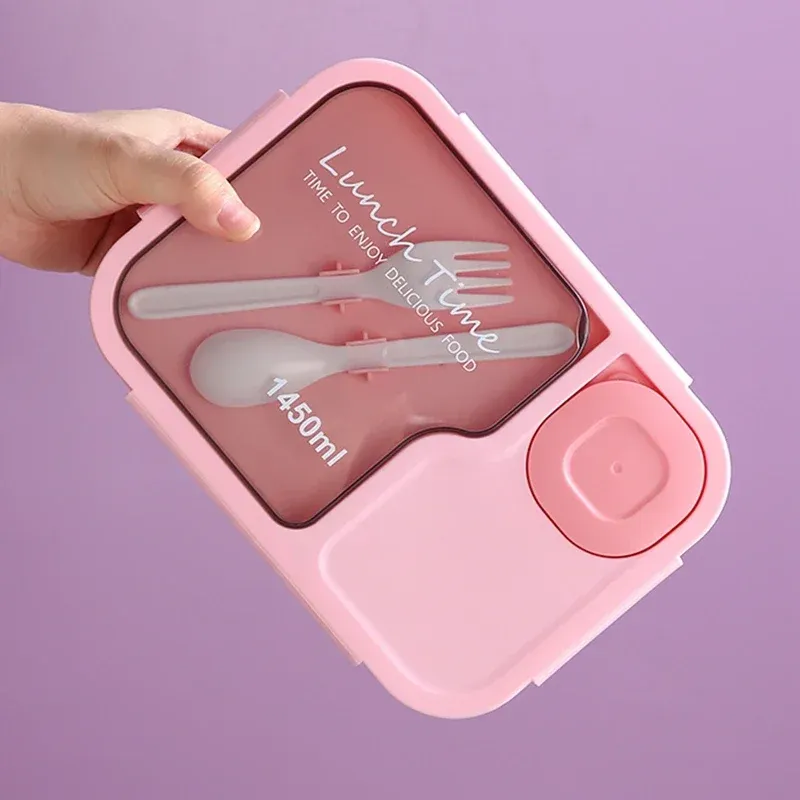 Boîte à repas bento pour enfants filles, élèves de dessin animé, style kawaii mignon métropolitain, 3 compartiments, boîte à sandwich et collation, cantine spéciale, rangement alimentaire 5