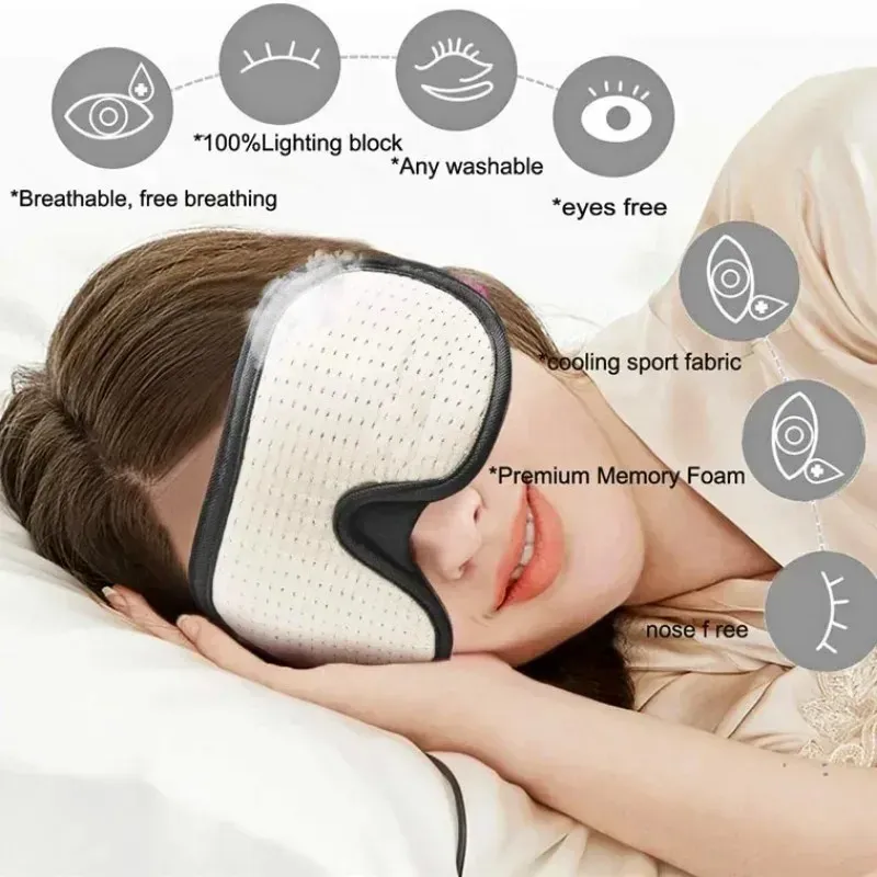 Masque de sommeil 3D occultant, rembourré et doux, pour une nuit reposante 2
