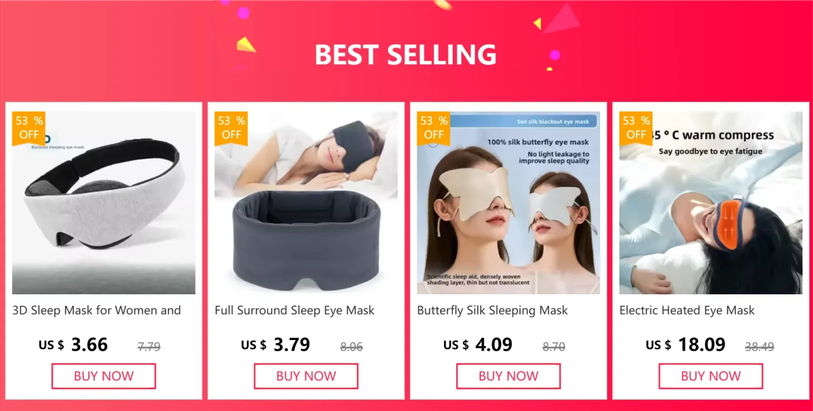 Masque de sommeil 3D en situation, vue d'ensemble