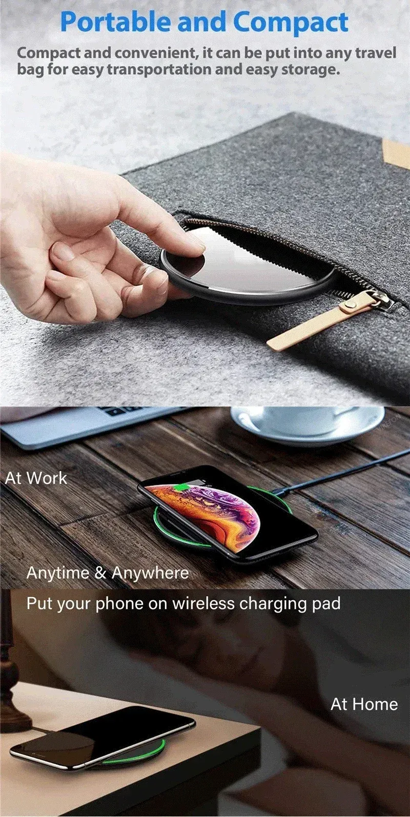 Chargeur sans fil rapide, compatibilité avec les étuis