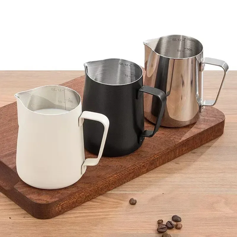 Pichet à mousse pour café et lait en acier inoxydable 304, 350 ml / 600 ml, avec échelle précise