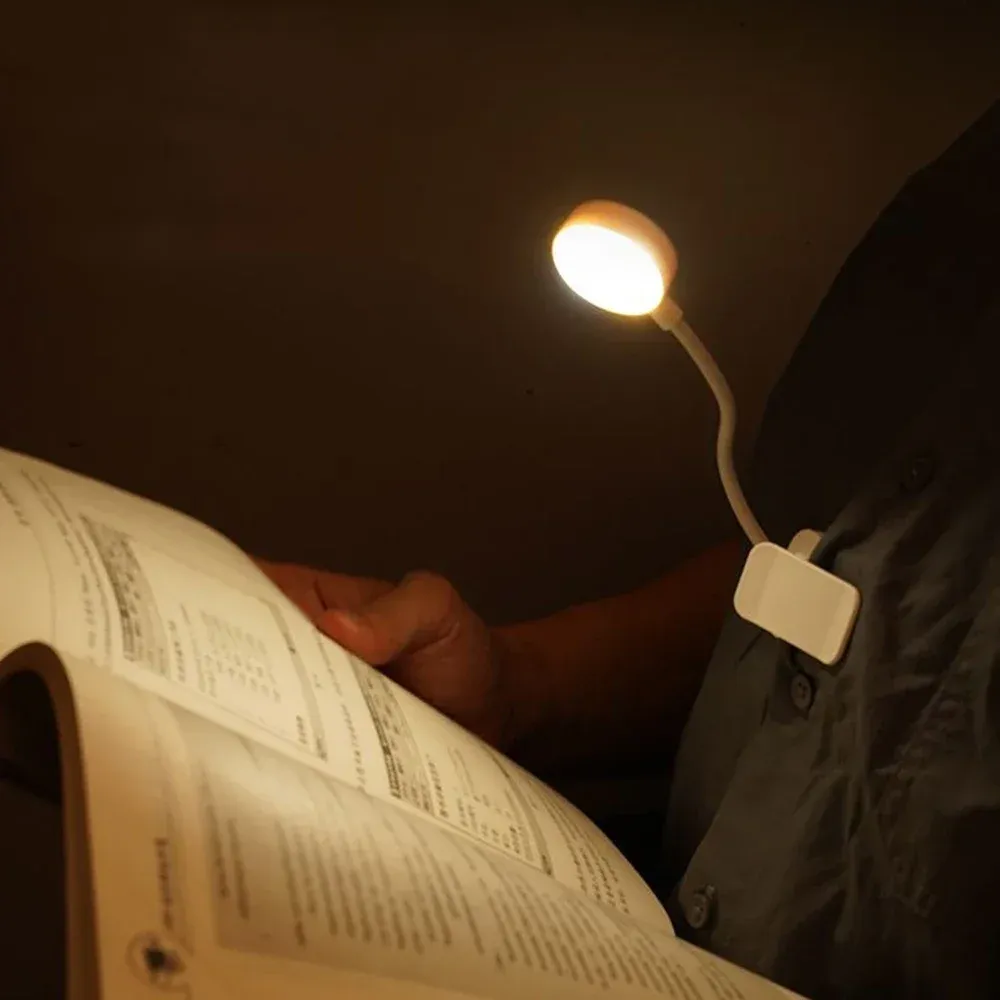 Runtow Lampe de lecture LED à pince, portable et rechargeable, 3 teintes de lumière, intensité réglable, protection des yeux, mini lampe de bureau 2