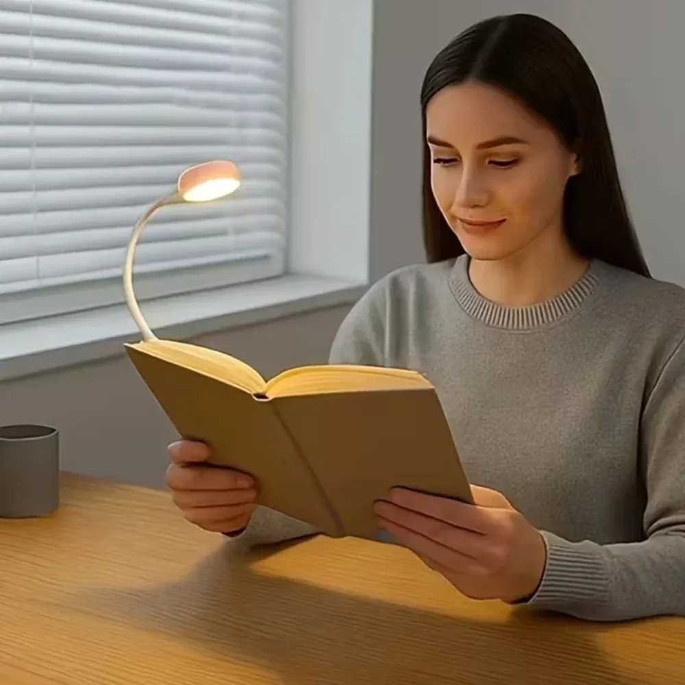 Runtow Lampe de lecture LED à pince, portable et rechargeable, 3 teintes de lumière, intensité réglable, protection des yeux, mini lampe de bureau 3