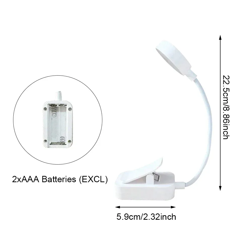 Runtow Lampe de lecture LED à pince, portable et rechargeable, 3 teintes de lumière, intensité réglable, protection des yeux, mini lampe de bureau 4