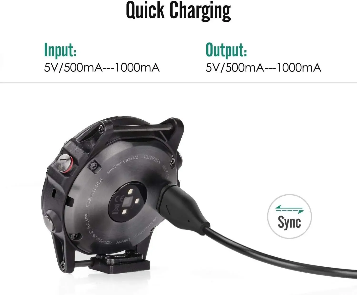 Chargeur USB-C pour montre Garmin Fenix