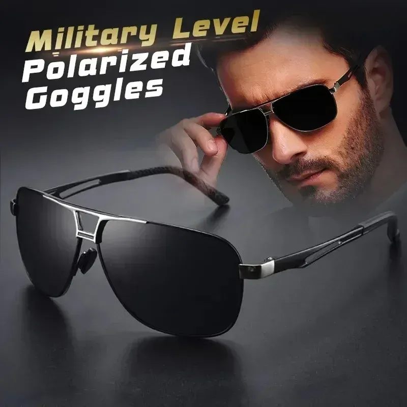 Lunettes de soleil photochromiques polarisées carrées pour homme, monture en aluminium-magnésium 1