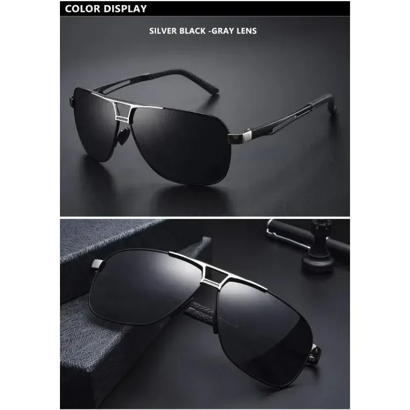 Lunettes de soleil photochromiques polarisées carrées pour homme, monture en aluminium-magnésium 6