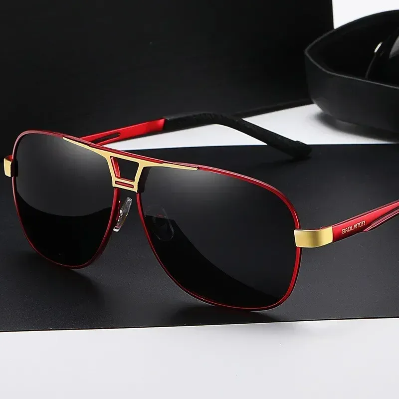Lunettes de soleil photochromiques polarisées carrées pour homme, monture en aluminium-magnésium 8