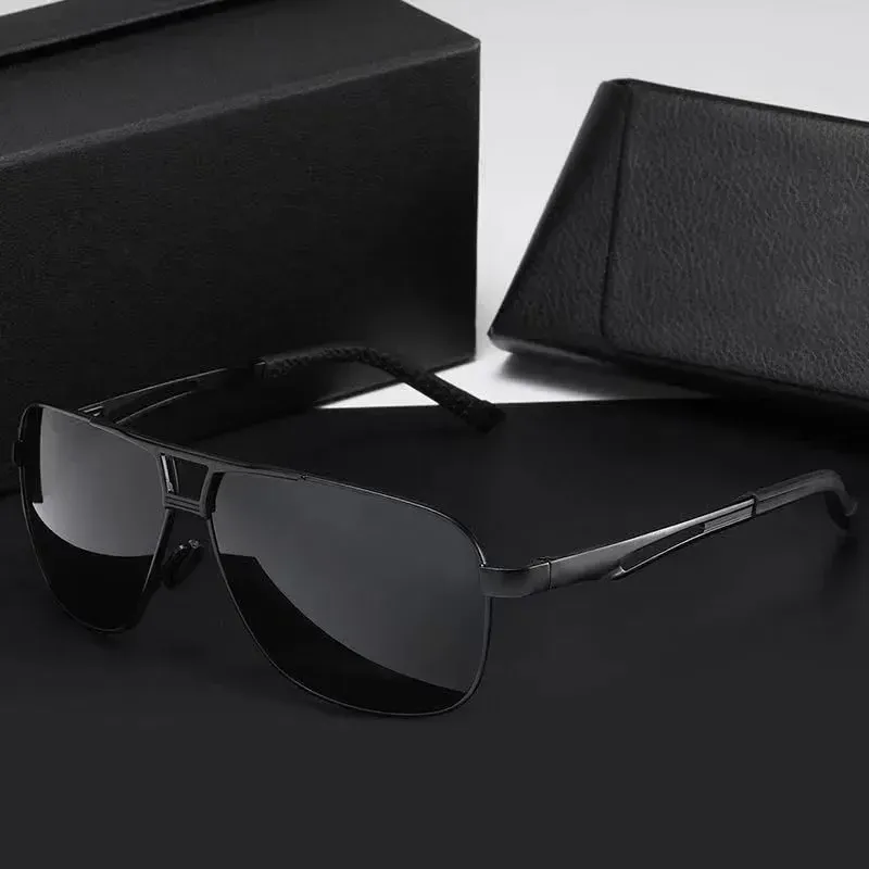 Lunettes de soleil photochromiques polarisées carrées pour homme, monture en aluminium-magnésium 10