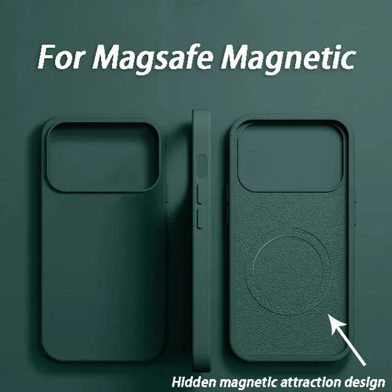 Étui de luxe pour iPhone compatible MagSafe, en silicone liquide, résistant aux chocs
