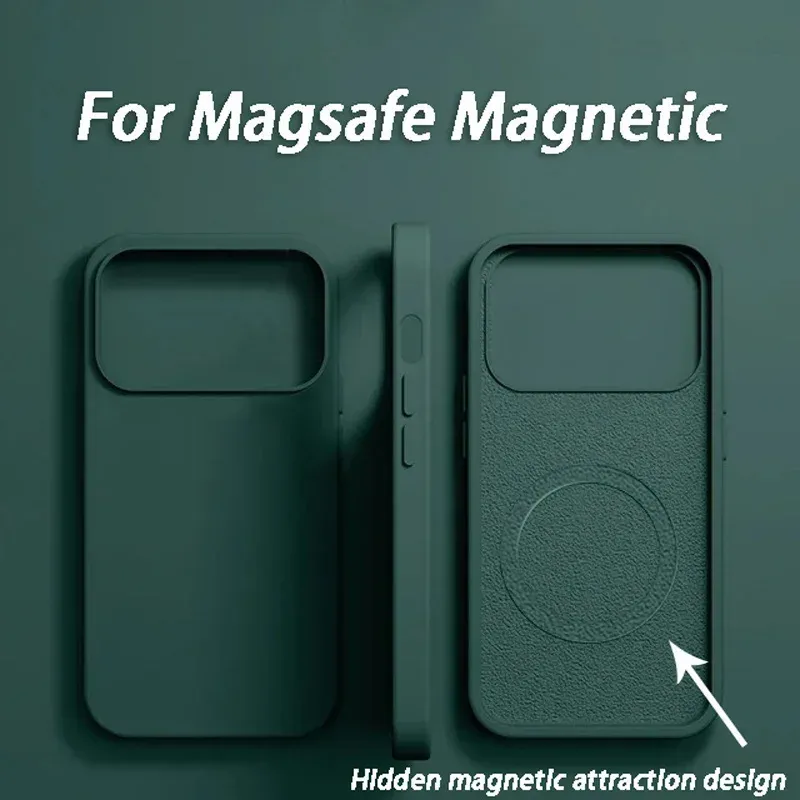 Étui de luxe pour iPhone compatible MagSafe, en silicone liquide, résistant aux chocs 11