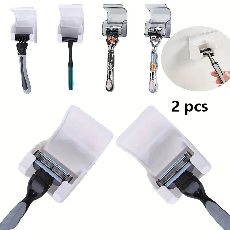 Porte-rasoirs mural auto-adhésif et étanche pour douche, lot de 2 7